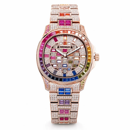 OBLVLO Men Automatic Watch 40mm Square Mechanical Wristwatch Waterproof Crystal Inlaid Dial & Strap Sapphire Mirror Luminous