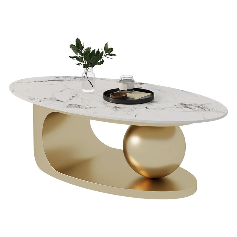 European Luxury Coffee Table Oval Modern Glam Premium Coffee Table Living Room Aesthetic Table Basse Design Home Furniture