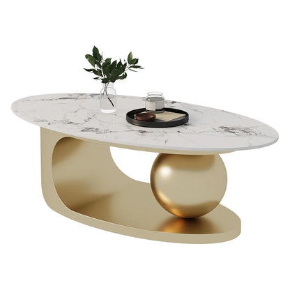 European Luxury Coffee Table Oval Modern Glam Premium Coffee Table Living Room Aesthetic Table Basse Design Home Furniture
