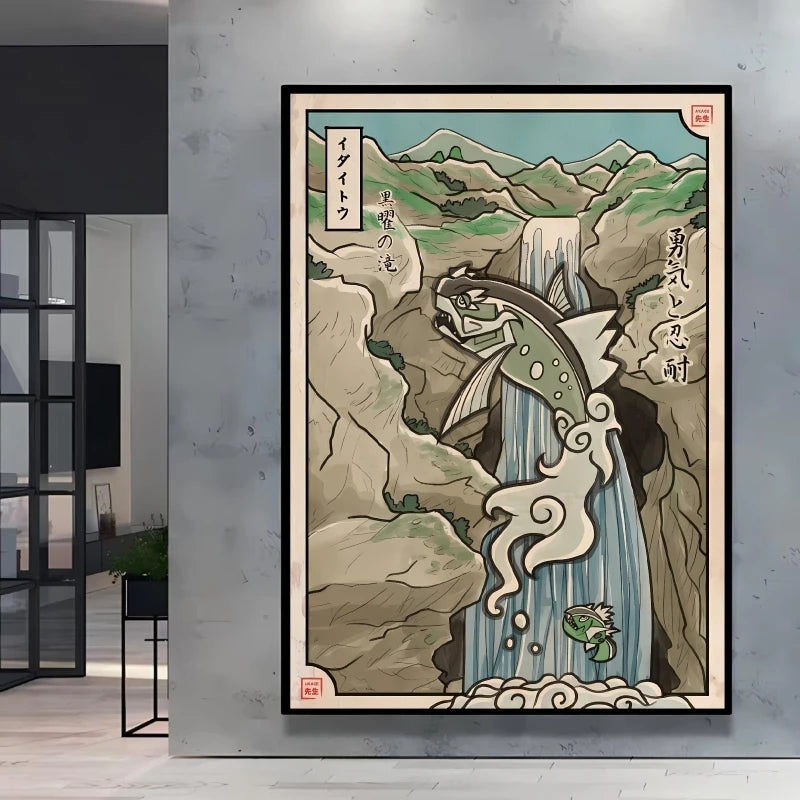 1pc frameless Canvas Paintings Retro Canvas Poster Prints Pokemon Gengar Blastoise Cartoon Character Picture Wall Art Home  Chil