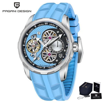 PAGANI DESIGN PD-YS022 Men's Mechanical Watch Tourbillon Skeleton Wristwatch For Men Fluorine Rubber Strap Automatic Watches