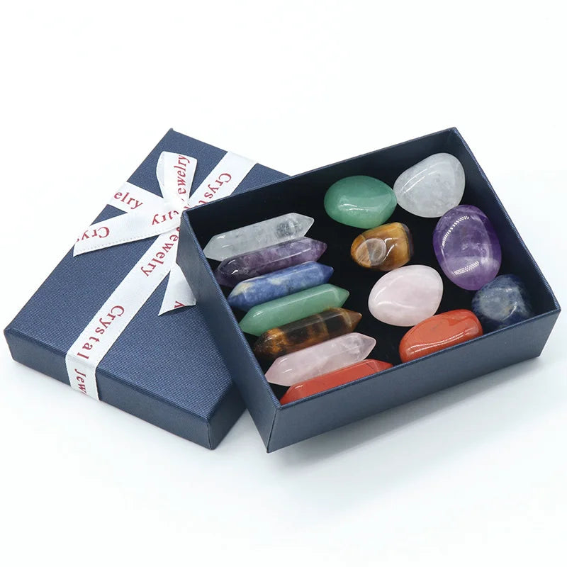 14pcs Seven Chakra Energy Healing Stone Natural Crystal Gemstone Ornaments Gifts