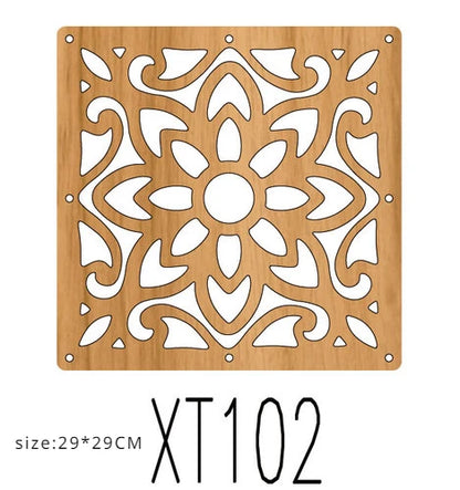 10pcs Room Hanging Screen Partition Guest Room Divider Panel wooden color Living Room Office Simple Chinese Hollowing Screen