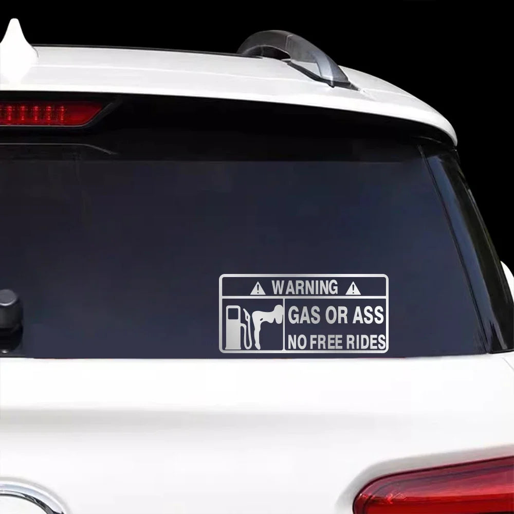 15x7cm Gas or Ass Car Sticker Window Windshield Creative Free Ride Vinyl Decals for Truck Motorcycle Vans Pickup Fuel Tank Decal