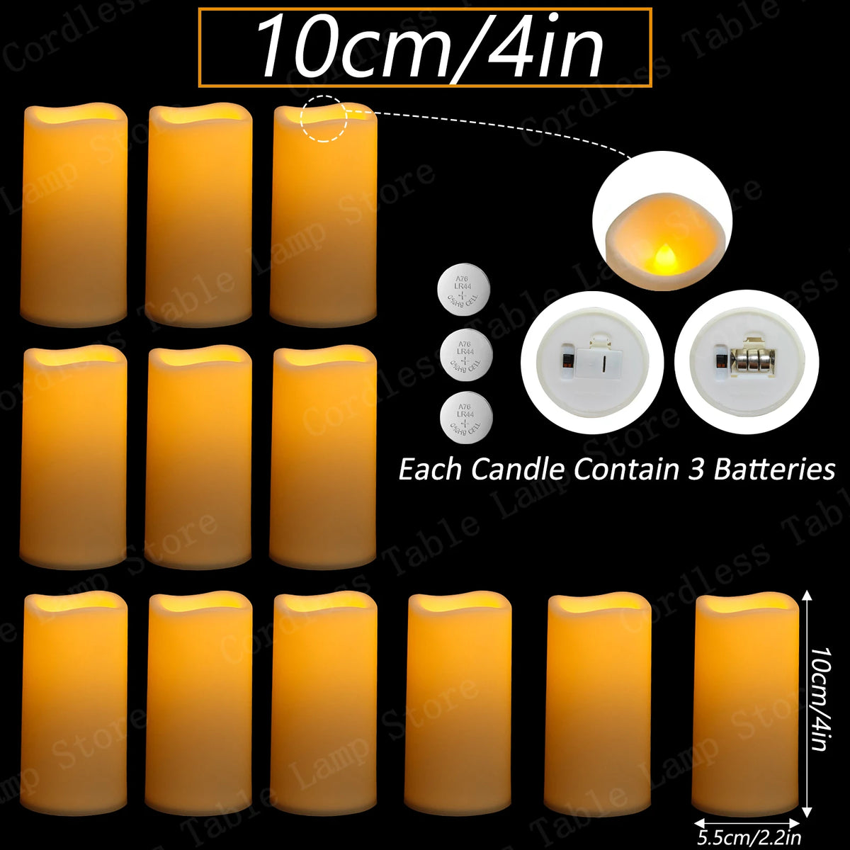 9-300Pcs Led Candles for Wedding Artificial Candle Concert Flameless Candle Battery Operated Pillar Candle for Table Centerpiece