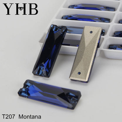 YHB Top Quality Cosmic Baguetee Glass Crystal AB Moonlight Sewing Stones Flatback Sew on Rhinestones For Garment Clothes Bags