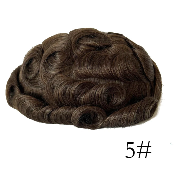 0.08mm Thickness PU Poly Base Double Knotted Toupee Human Hair Durable Time Long Lifespan Men's Capillary Prothesis