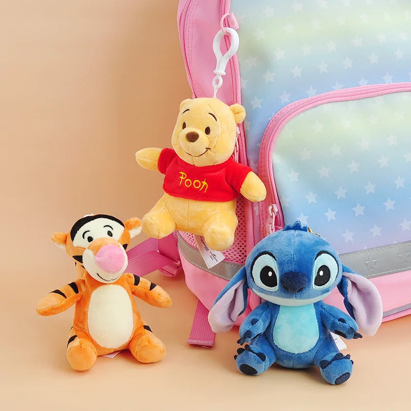 Genuine Disney Kawaii Winnie the Pooh Plush Doll Stitch Lotso Toy Story Cartoon Stuffed Anime Keychain Pendant Toys Kids Gift