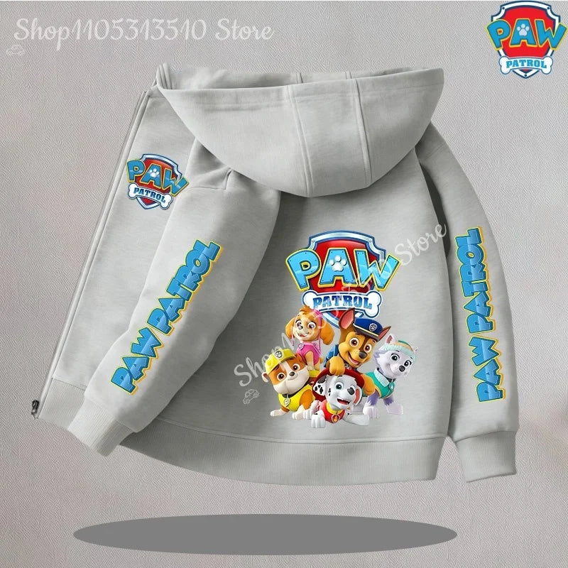 Paw Patrol Kids Thin Hooded Coats Anime Chase Zipper Sweatshirts Outwear Fashion Spring Fall Hoodies Sportwear Children Clothes