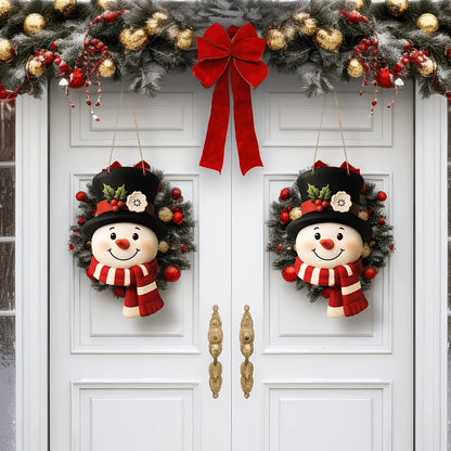 1pcs Merry Christmas Front Door Sign Party Supplies 2D Xmas Snowman Wooden Favors Christmas Hanging Plaque New Year Home Decor