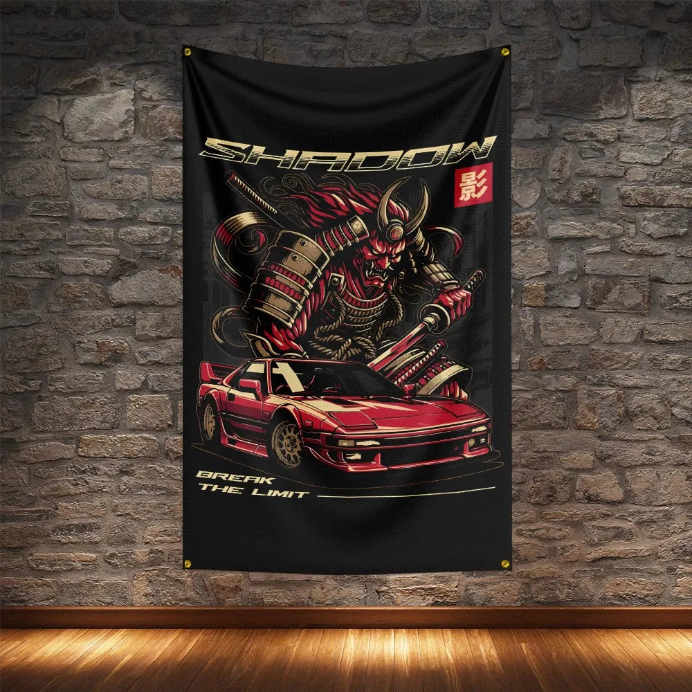 JDM Racing Modified Car Culture Flag Polyester Digital Printing Cars Banner For Decoration