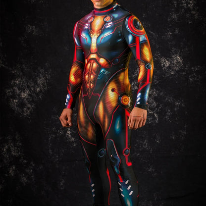 Mechanical Muscle Zentai Suit Men Halloween Bodysuit Punk Cyberpunk Adult Cosplay Costume Bodysuit Jumpsuit Party Macho Costume