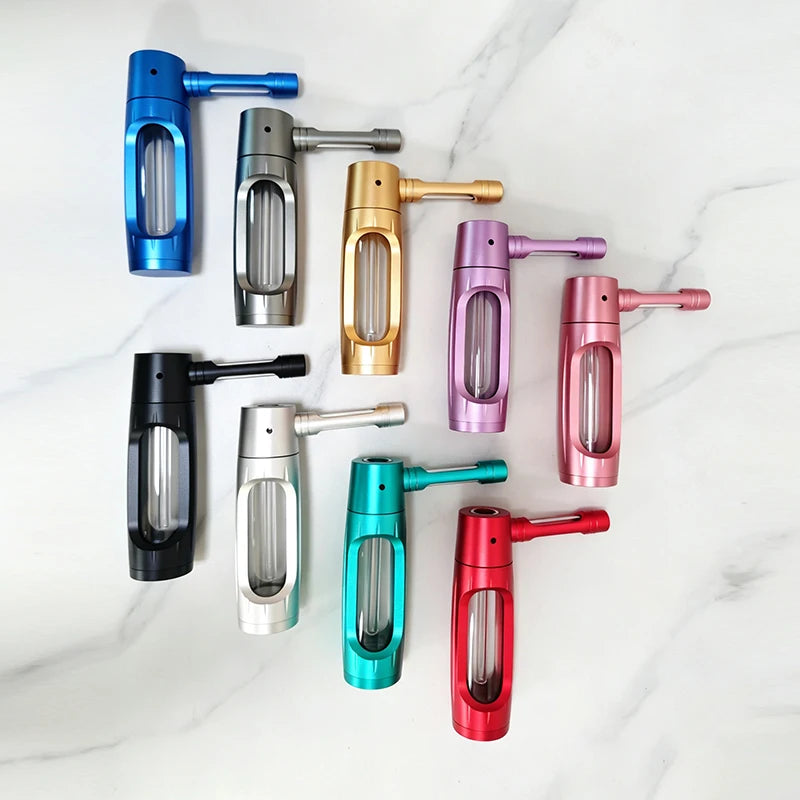 6″ Metal Aluminum Glass Bubbler Water Pipe Mini Smoking Bottle Portable Hookah Shisha Tube Filter (Ship within 24 hours)