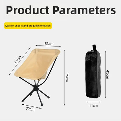 TINSOL 2026 New Portable Outdoor Detachable Swivel Chair Camping Folding Chair Backpacking Lightweight Seat with Fishing Tote