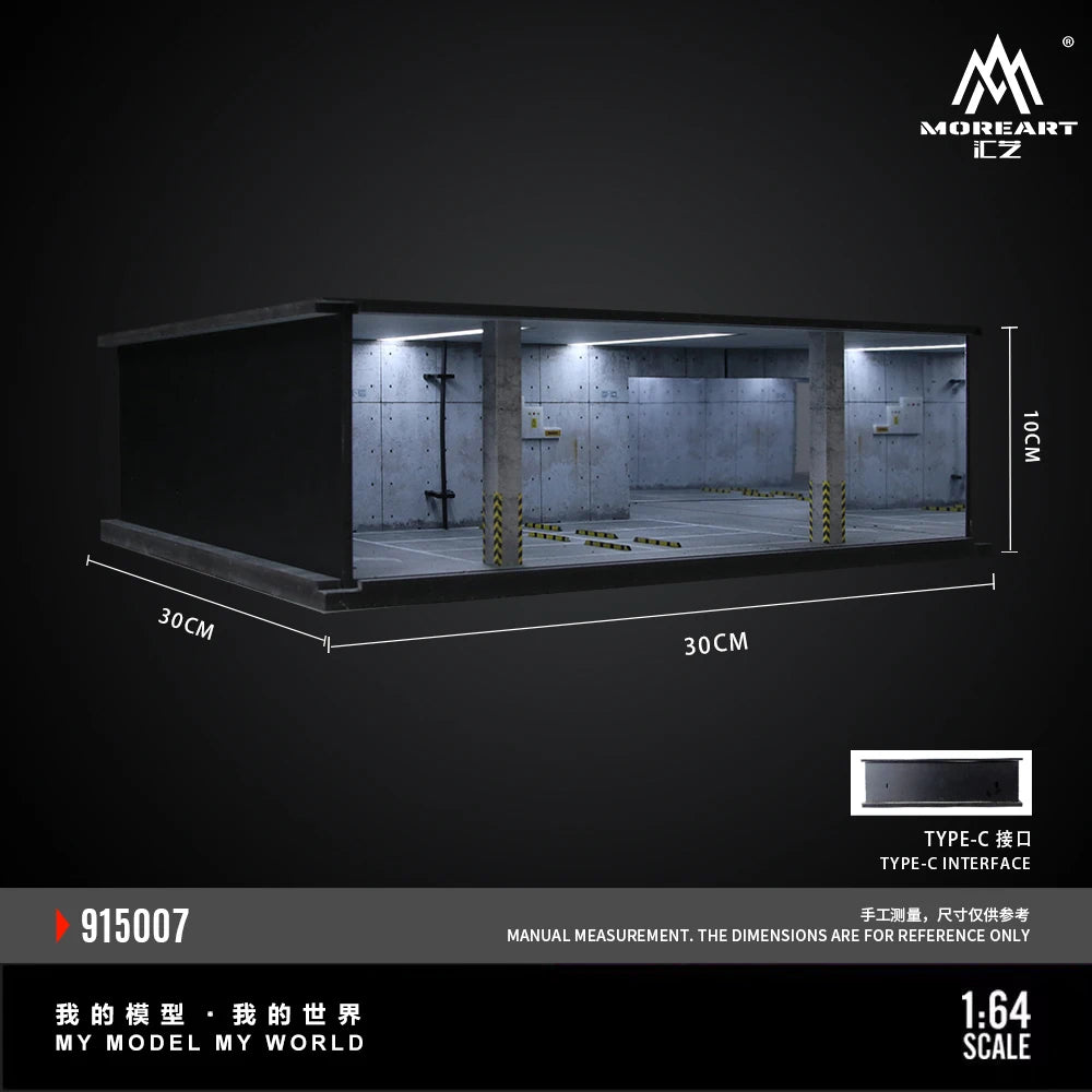 More Art 1:64 Underground Parking Garage Scene Model 07 ,Lighting Parking Lot Diorama For Display&Collection&Gift