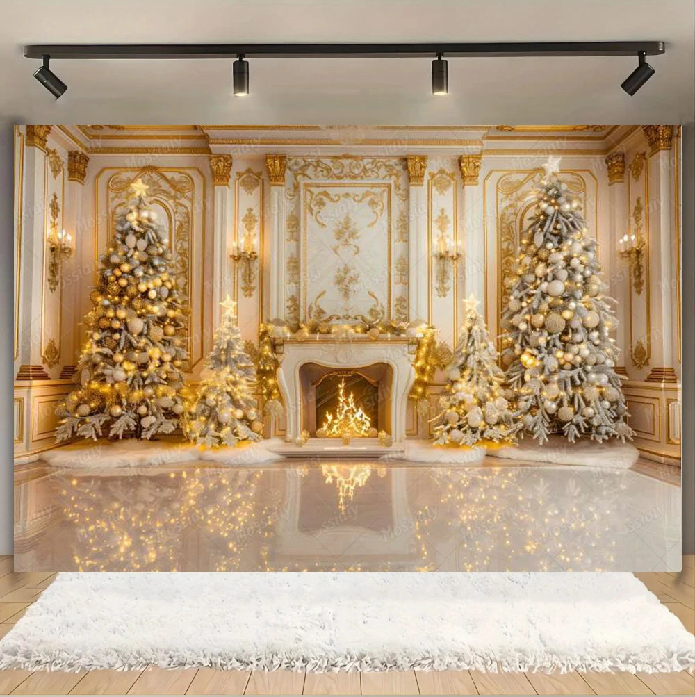 Christmas Glitter Photography Backdrop Street Xmas Gifts Pine Tree Family Portrait Festival Party Studio Photo Background Banner