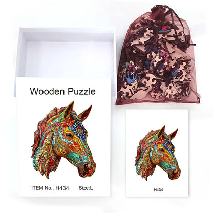 Wooden puzzle color horse gift box exquisite gift irregular animal shape puzzle personalized senior unique gift family interacti