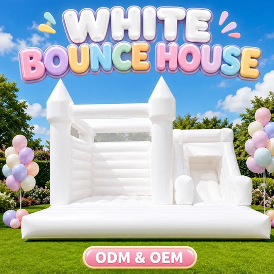 Inflatable Wedding Bounce Castle With Slide, Commercial Jumping Bouncer Play Model for Indoor Outdoor Wedding Party Events