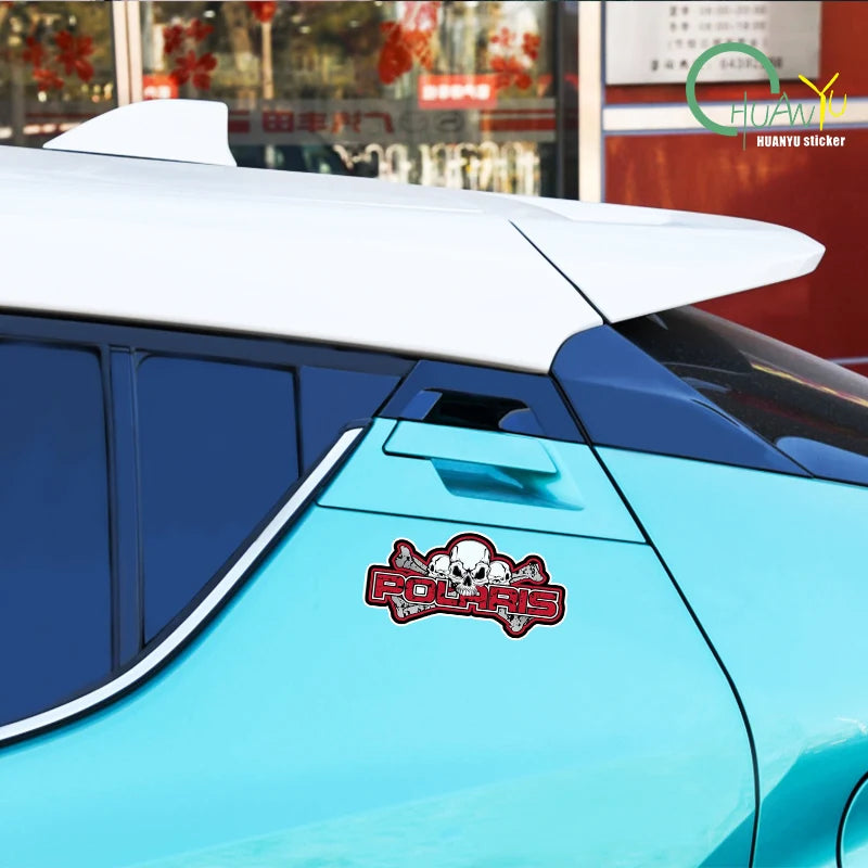 For Polaris Skull Decal Sunscreen Car Sticker Creativite Bumper Motorcycle Waterproof Vinyl Car Wrap