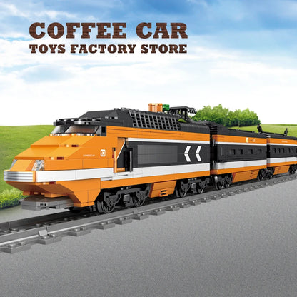 High-tech City Power Train Blocks Toys Track Moving Locomotive Model Building Kit Railway Cars MOC Bricks Friend Christmas Gifts