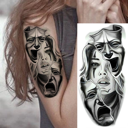 1 Sheets Chicano Prison Gangster Temporary Tattoos For Women Men Adults Fake Tattoo Sticker Water Transfer Self Adhesive Arm Leg