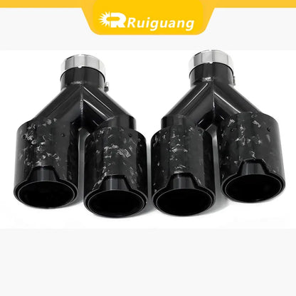 1Pc FOR BMW Forged Carbon Fiber Black Double Outlet Exhaust Pipe or M Performance Exhaust Pipe M LOGO