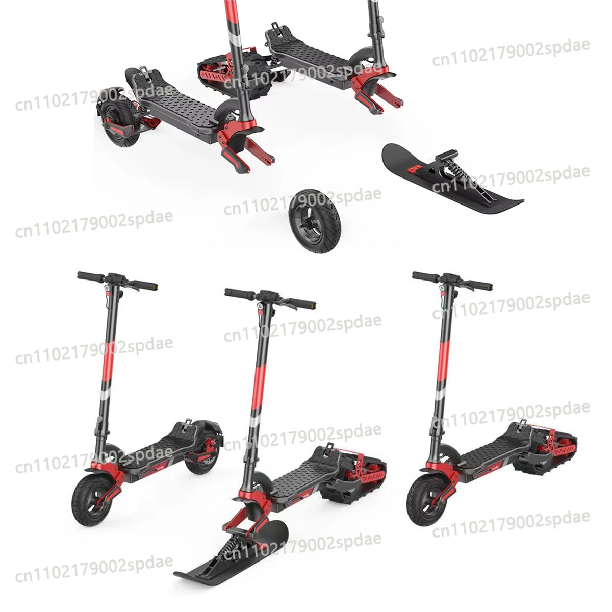 3-in-1 45Km/h Winter sled 48V 20Ah 2000W Motor Electric Snow Scooter with snow kit for All Terrain Off Road Tracked