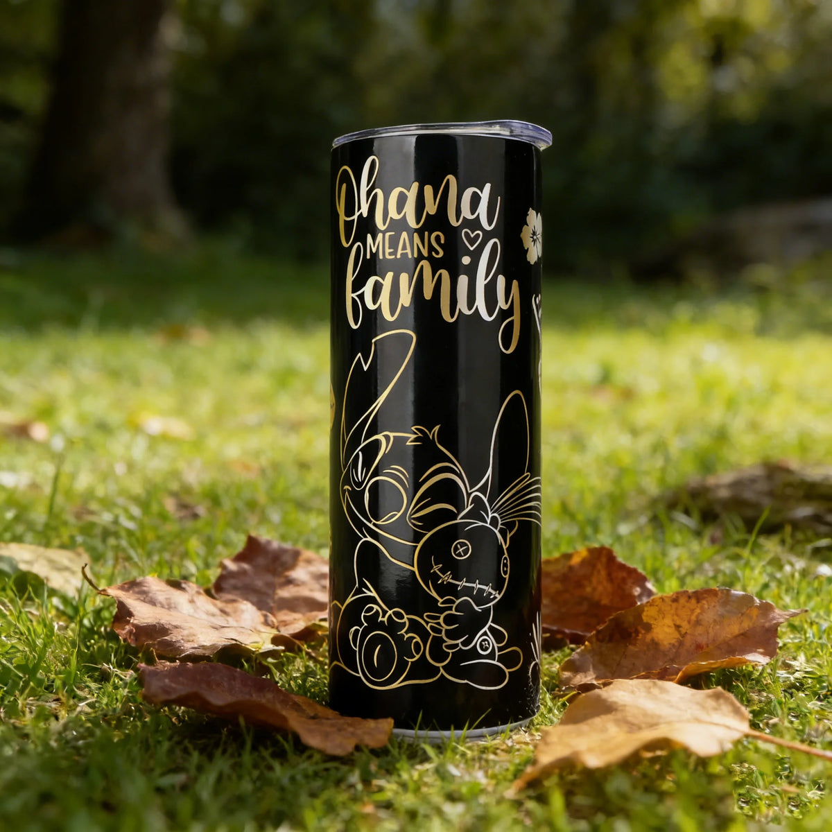 1pc 20oz Disney Black Gold Stitch Stainless Steel Tumbler Thermal Cup with Lid & Straw for Travel Office & Outdoor & Gift