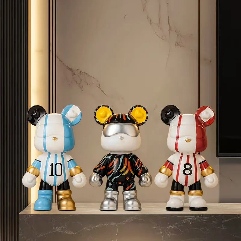 Cute Bear Ceramic Coin Bank Animal Money Box Sculpture Home Office Decoration Unique Football Enthusiasts Gift