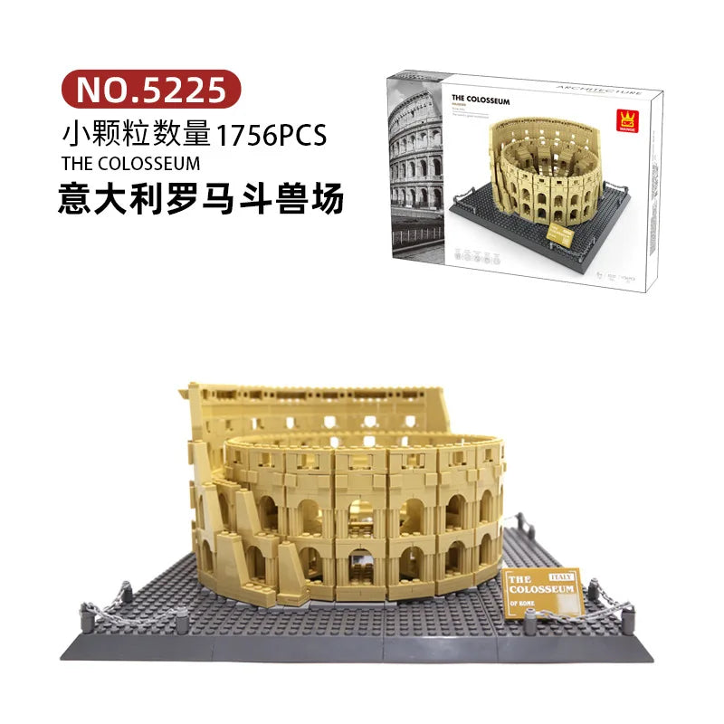 WANGE City Architecture Sydney Opera Santorini Building Blocks Chamartin Stadium Mosque Assembled Model Collection Toys For Gift