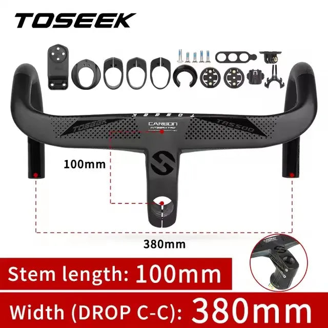 TOSEEK TR5500 T800 Carbon Bicycle Handlebar Road Bike Integrated Handlebar Di2 With Computer Holder Internal Cable Routing