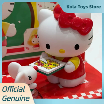 Authentic Hello Kitty Blind Box Pizza Shop Diary Series Cute Kt Figures Trendy Toy Desktop Ornament  Girls Valentine'S Day Gift