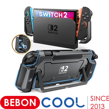BEBONCOOL Pop-up protective case Upgraded Protective Cover Ergonomic Comfort PC Material Grip Shell Case For Switch 2