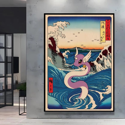 1pc frameless Canvas Paintings Retro Canvas Poster Prints Pokemon Gengar Blastoise Cartoon Character Picture Wall Art Home  Chil