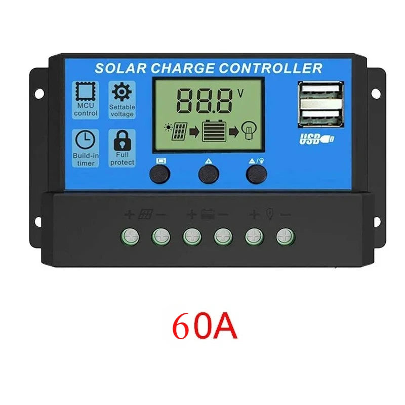 Solar Charge solar panel Controller 10A to 60A LCD Display Dual USB Auto Regulator for Solar Panel Battery System Charging