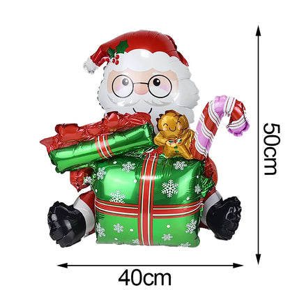 Standing Christmas Santa Claus Foil Balloon Christmas Tree Street Light Balloons Christmas Home Indoor Party Decorations New Yea