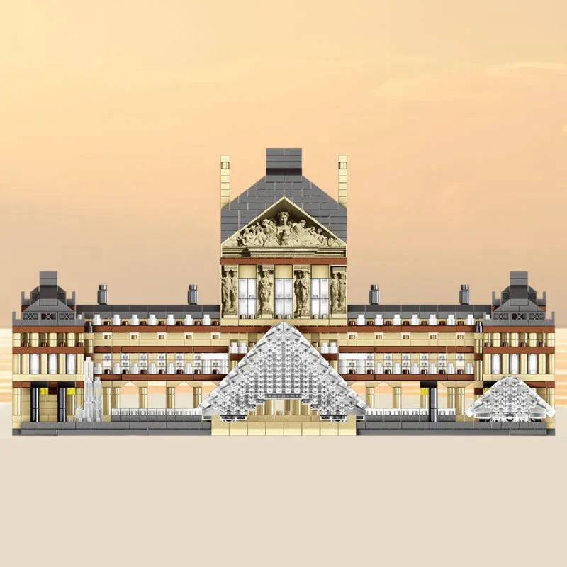 3377PCS Louvre Model Building Blocks World Famous Attractions Architectural Model Street View Bricks DIY Toys Gifts For Teenager