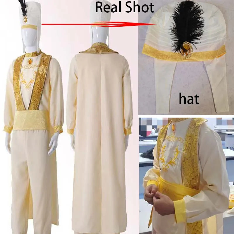 Adult Arabian Prince Cosplay Costume Fairy Tale Magic Wonderful Lamp Arab Prince Outfits for Halloween Stage Performance