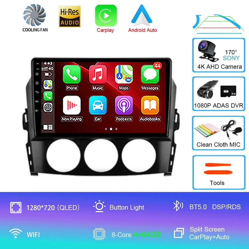 Android 16 Auto Car Radio Video Multimedia Player For Mazda Mx5 2005 - 2012 Navigation GPS Autoradio Head Unit Monitor Carplay