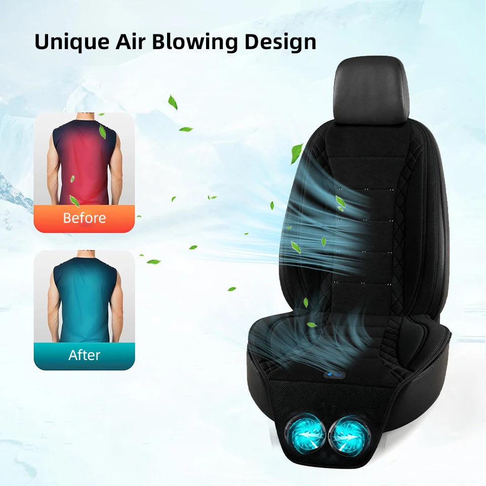 2-in-1 12V Car Cooling & Heating Seat Cushion for All Seasons or Universal USB Summer Ventilated Car Seat Cover Car Accessories