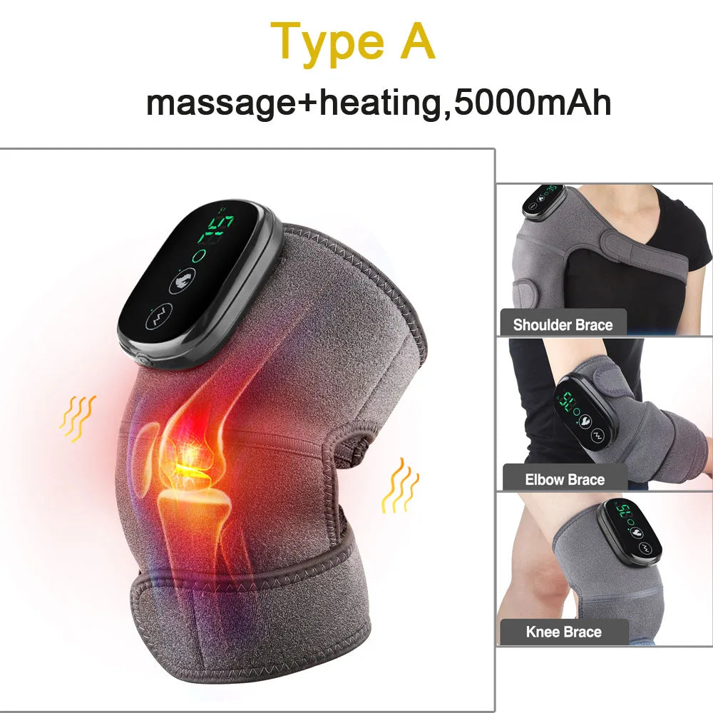 3 in 1 Electric Massager for Knee Shoulder Elbow Leg 5000mAh Battery Heating Knee Brace, Rechargeable Vibration Massage Wrap