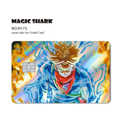 Magic Shark Goku Vegeta Cool Shinny Holographic Laser Credit Debit Card Sticker Film Front Skin Cover