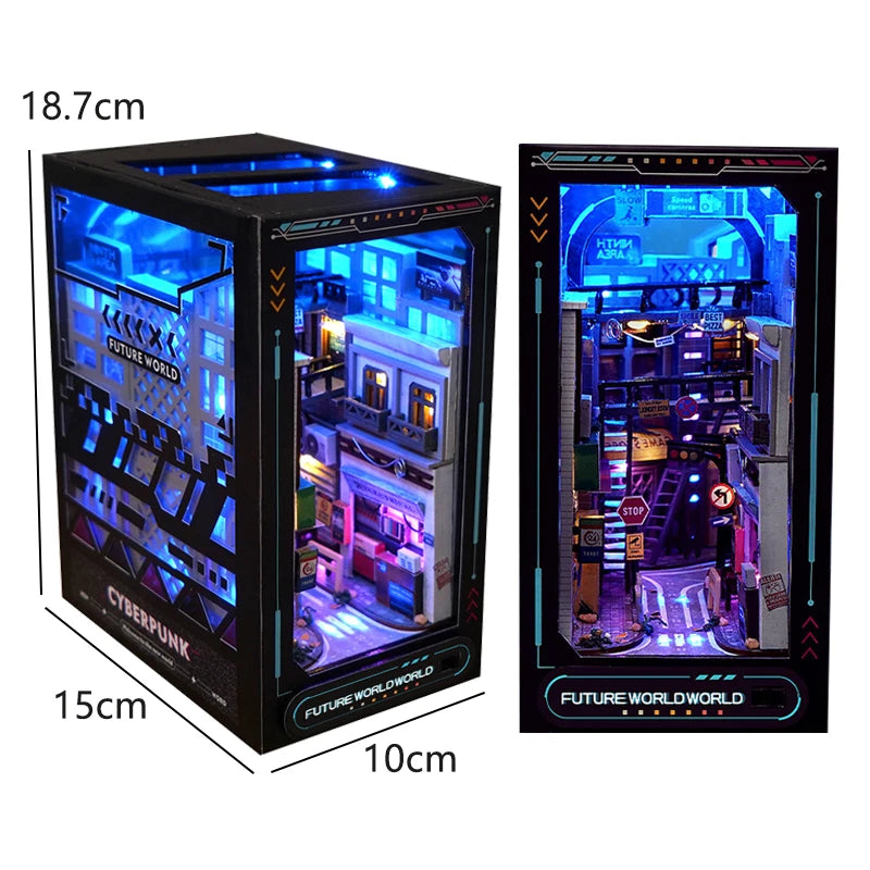 Magical DIY Book Nook Kits Miniature Doll House With LED Light 3D Puzzles Building Wooden Bookshelf Bookend Toy For Adults Gifts