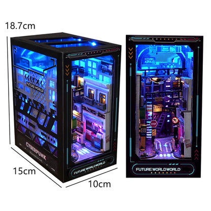Magical DIY Book Nook Kits Miniature Doll House With LED Light 3D Puzzles Building Wooden Bookshelf Bookend Toy For Adults Gifts