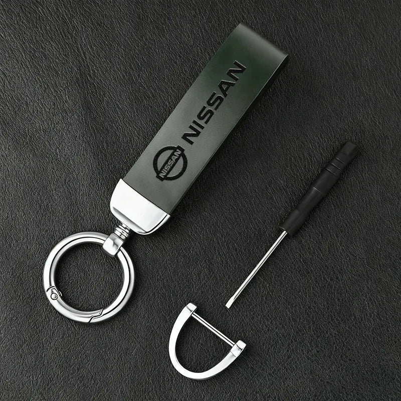 Vintage Leather Car Keychain Key Ring Pendant Fit For Nissan Sylphy N7 Qashqai J10 J11 Note Teana Navara Juke GTR 350Z Patrol Ti