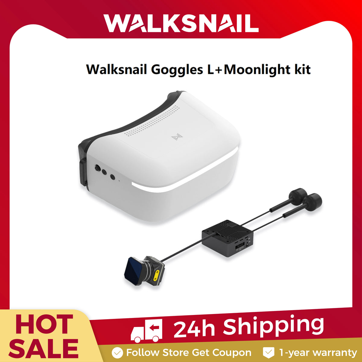 Walksnail Avatar HD Goggles L Moonlight Kit 4K/60FPS GM3 Gimbal Head Track System All-in-One Set For Wltoys RC Car HD FPV Racing