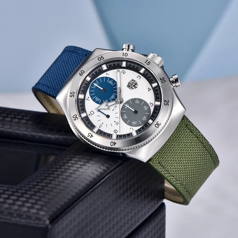 2026 RollsTimi New Men's Watches Two-color Nylon Quartz Watch Men Sport Chronograph Japan Movt AR Sapphire Glass Wristwatch Men