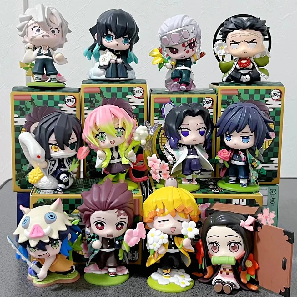 Hot Demon Slayer Tanjiro Kamado Nezuko anime cartoon figure blind box creative personalized statue model ornament surprise gift