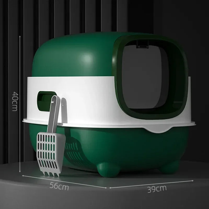 Oversized Cat Litter Box Fully Enclosed Pet Toilet Automatic Deodorizing Flip-top Cat Shit Basin