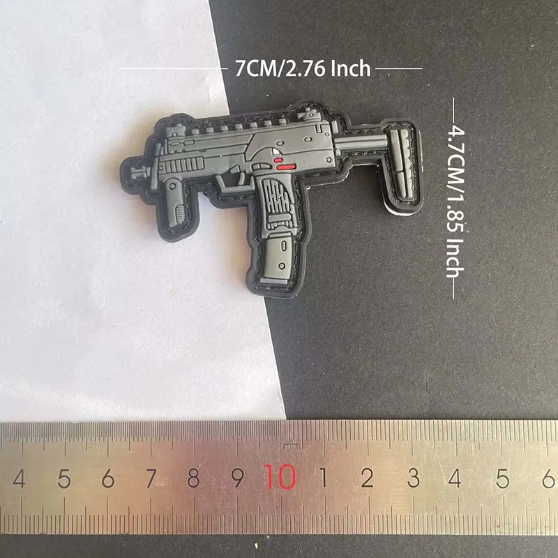 3D PVC Rubber Morale Patches Mini Pistol, Rifle Army Badge Stickers, Military Tactical Patch With Hook For Backpack
